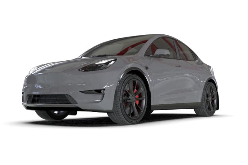 Gray Tesla Model Y EV crossover with performance wheels